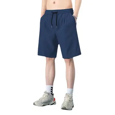 Men Ice Silk Shorts Navy Blue Summer Wear