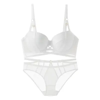 White Cross-Border Bra Set with Side Retraction & Push Up