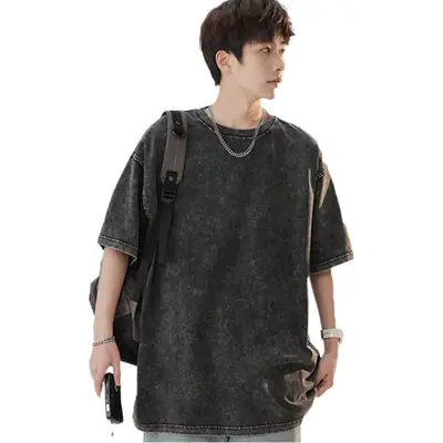 Green Distressed Cotton Shorts with Drawstring