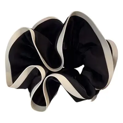 Black & White French Style Hair Ring with Satin Finish