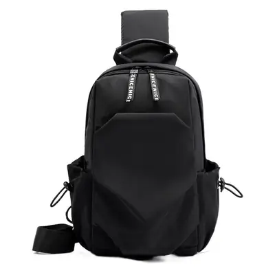 Men's Black Casual Crossbody Backpack with Multiple Pockets