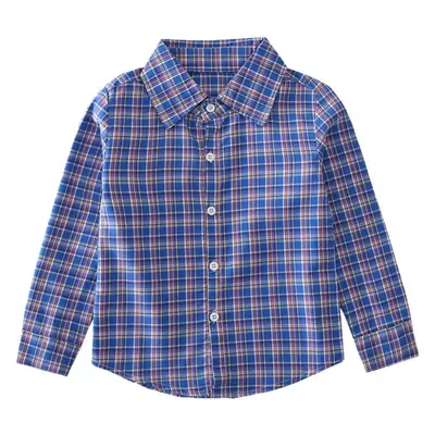 Boys Plaid Cotton Long Sleeve Shirt Spring Autumn