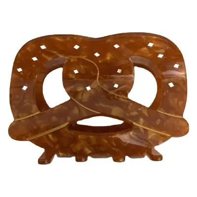 Vintage Wooden Hair Clip Bow Ring with Heart Design