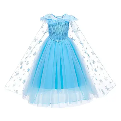 2023 Elsa Princess Dress Blue Puff Fairy Dress