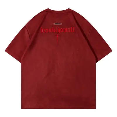 Men's Grey Suede Cross T-Shirt Short Sleeve
