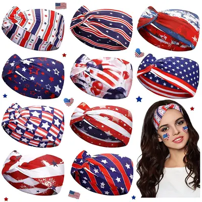 US Flag Star Element Retro Knot Yoga Hair Band