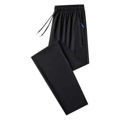 Men Black Ice Silk Stretch Pants Plus Size