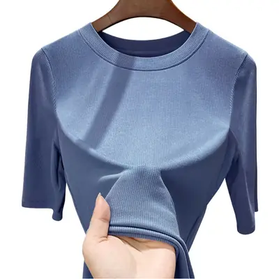 Women Olive Green Mid Sleeve T-Shirt 2025
