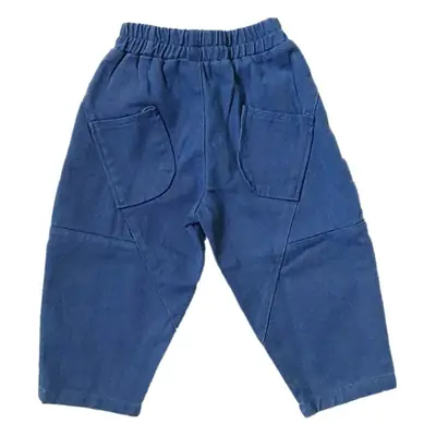 Blue Pure Cotton Cargo Pants for Kids Boys Girls