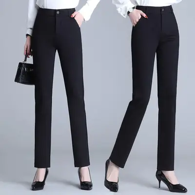 Black Slim Fit Leg Trousers 2025 All Match