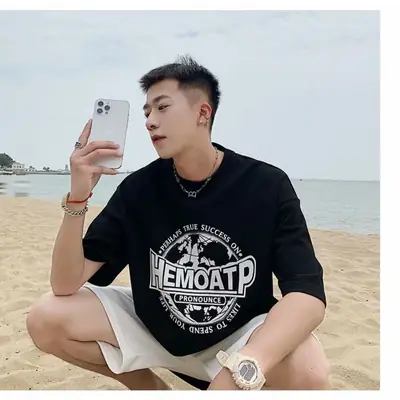 Men Cotton Long Sleeve T-Shirt Large Size Beach Wear