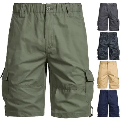 Men Navy Cotton Crossbody Shorts Casual Summer