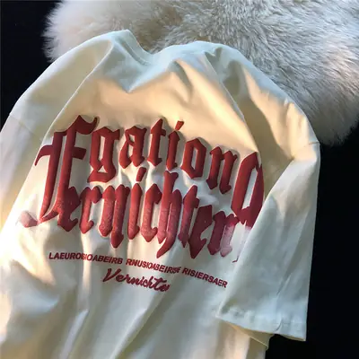 Women T-Shirt Antique Letter Short Sleeve Harajuku Style