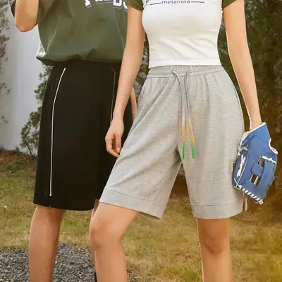 Summer Shorts High Waist Large Gray Black Sportswear