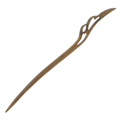 Vintage Green Sandalwood Hairpin with Wooden Handle