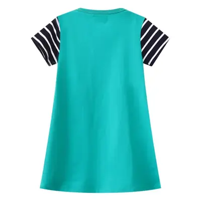 Girls Green Embroidered A-Line Skirt Dress