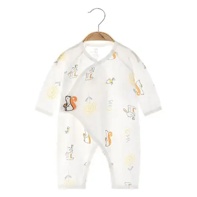 Baby's White Printed Cotton Jumpsuit Long Sleeve