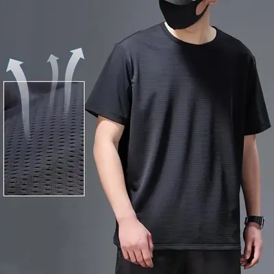 White Mesh Short Sleeve TShirt for Men Summer Casual Work Style