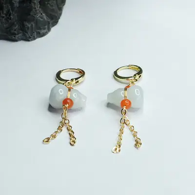 Natural Jade Ear Clips for Women & Girls