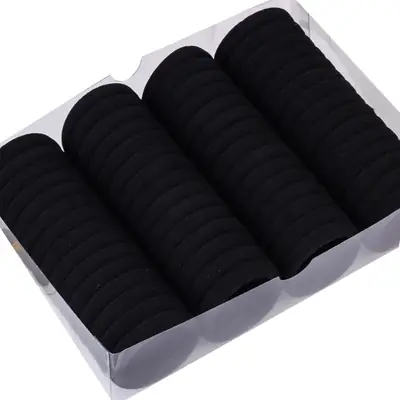 Women's Rubber Hair Rings Black 40cm Adjustable