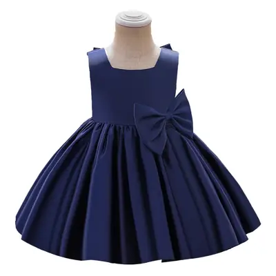 White Satin Baby Dress for One-Year-Old Girls