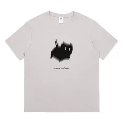 Men Pure Cotton Cartoon T-Shirt Light Grey