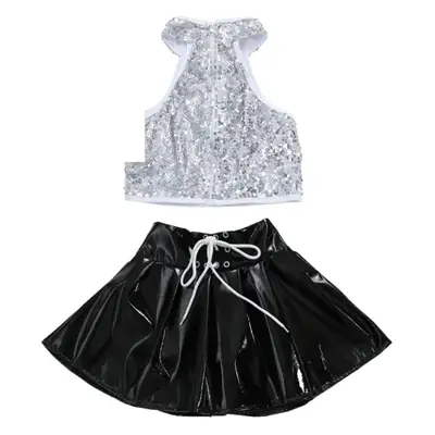 Girls Sequin Skirt Dance Costume Black Sparkly