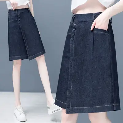 Women Denim Wide Leg Shorts 2024 New Style