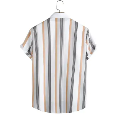 Men Striped Short Sleeve Shirt 2023 Digital Print