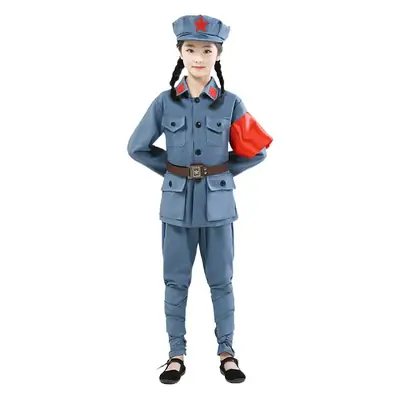 Little Red Army Kids Suit Blue Red Star Eighth Route Army