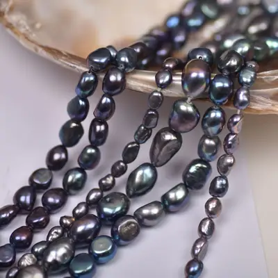 Baroque Pearl 4-10mm Two-Sided Light Tahitian Malachite