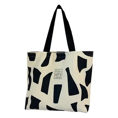 Women Canvas Checkered Shoulder Bag Black White