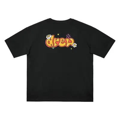 Black Cotton T-Shirt with "No Easy Drew" Graphic