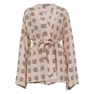2023 Printed Lace-Up Long Sleeve Pajamas for Women