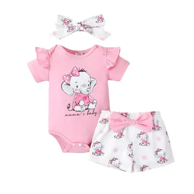 Baby Elephant Print 3-Piece Suit Yellow White