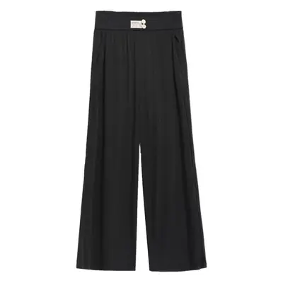 Women's Black Wide Leg Pants 150kg Summer Loose Fit