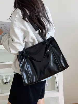 Black Large Capacity Tote Bag for Women 2026