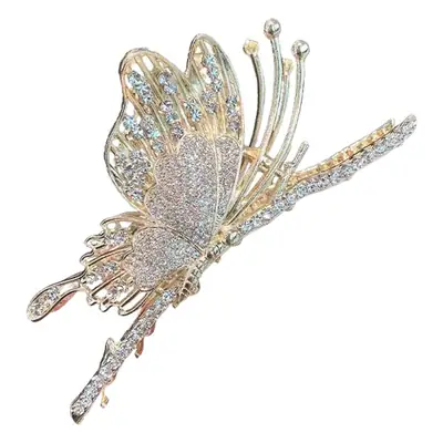 Japanese Korean Butterfly Hairpin Clip Black Gold Large Non-Slip