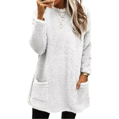 Long Sleeve Flap Pocket Sweatshirt Top for Women