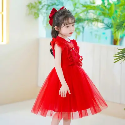 White Lace Princess Dress for Girls Summer