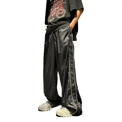 Men's Striped Loose Straight Pants Spring Summer Casual Hong Kong Style