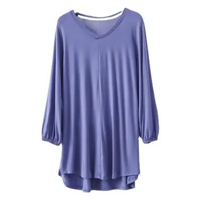 Women's V-Neck Blue Modal T-Shirt Extra Large