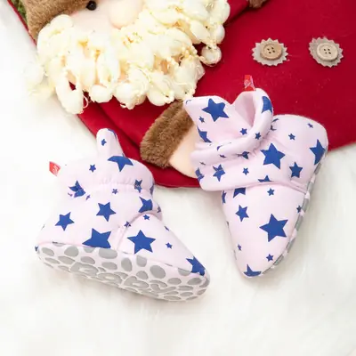 Pink Star Baby Socks for 0-1 Year Old Non-Slip Warm