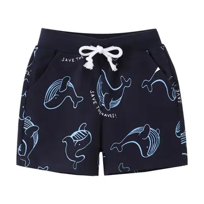 Cotton Whale Print Shorts for Boys Girls Casual Summer