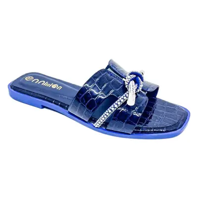 2025 Rhinestone Women's Flat Sandals Black