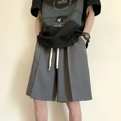 Boys Shorts Set Grey Straight Loose Casual Summer