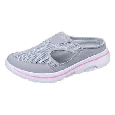 2023 Amazon Korean Style Large Size Casual Shoes Half Shoes Women's Shoes Single Shoes Men's Thick Sole Slip-on Sandals Mesh Half Slippers