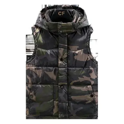 Men's Camo Hooded Cotton Vest Winter Hooded Sleeveless Outerwear