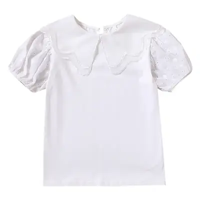 White Lace Short Sleeve T-Shirt for Girls