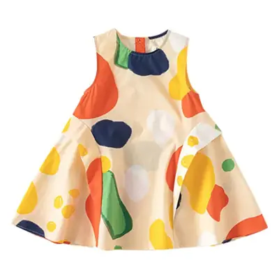 Girls Sleeveless Asymmetrical Graffiti Dress Summer
